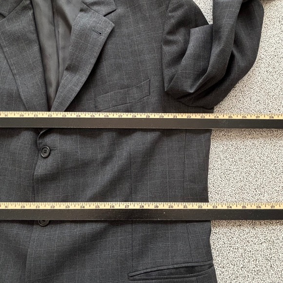 BOSS Hugo Boss Gray Suit 46R Plaid Wool Model Sigma Einstein 36W Academia Retro - Picture 11 of 16